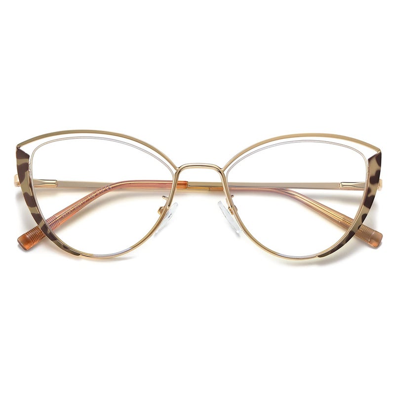 MORESHINE Fashion Stylish Cute Fake Women Cat Eye Blue Light Glasses Frames Computer Eye Strain Reading Clear Lens Non Prescription Bluelight Blocking Blocker Eyeglasses UV400 Protective Leopard